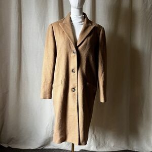 Oscar by Oscar de la Renta Camel Hair Coat Womens 12 Long Classic USA Made